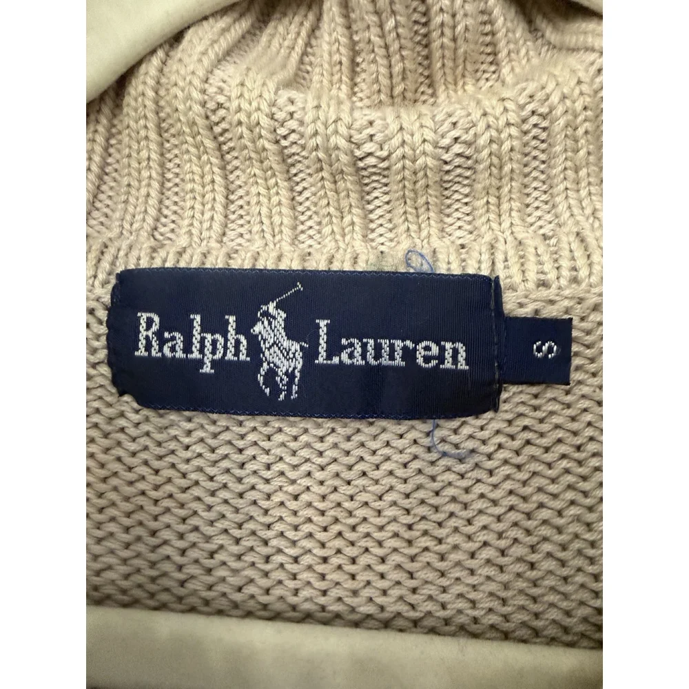 Ralph Lauren Blue Label Men’s Small Beige Open Collared Sweater Vintage Y2K EUC - Picture 2 of 6